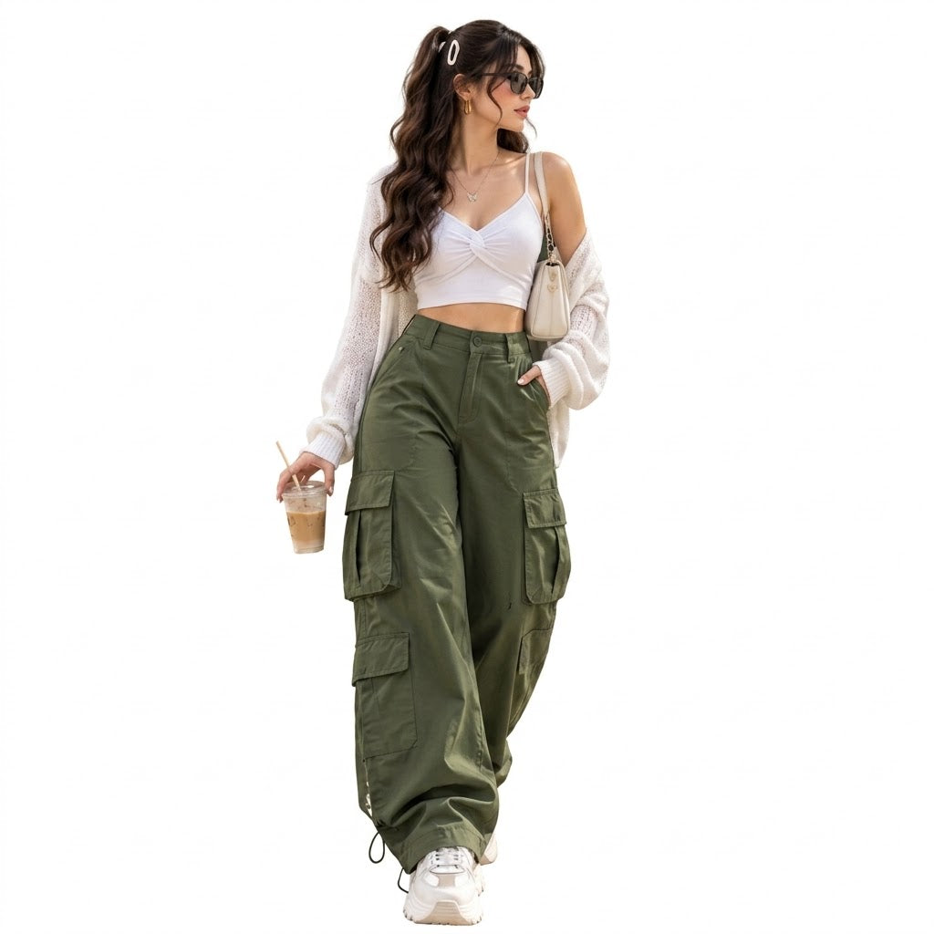 Zavynia women's high waisted cargo pants with wide leg fit