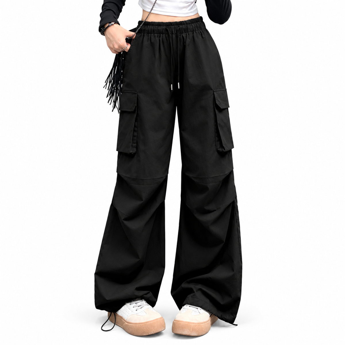 Zavynia women's wide leg cargo joggers with functional pockets